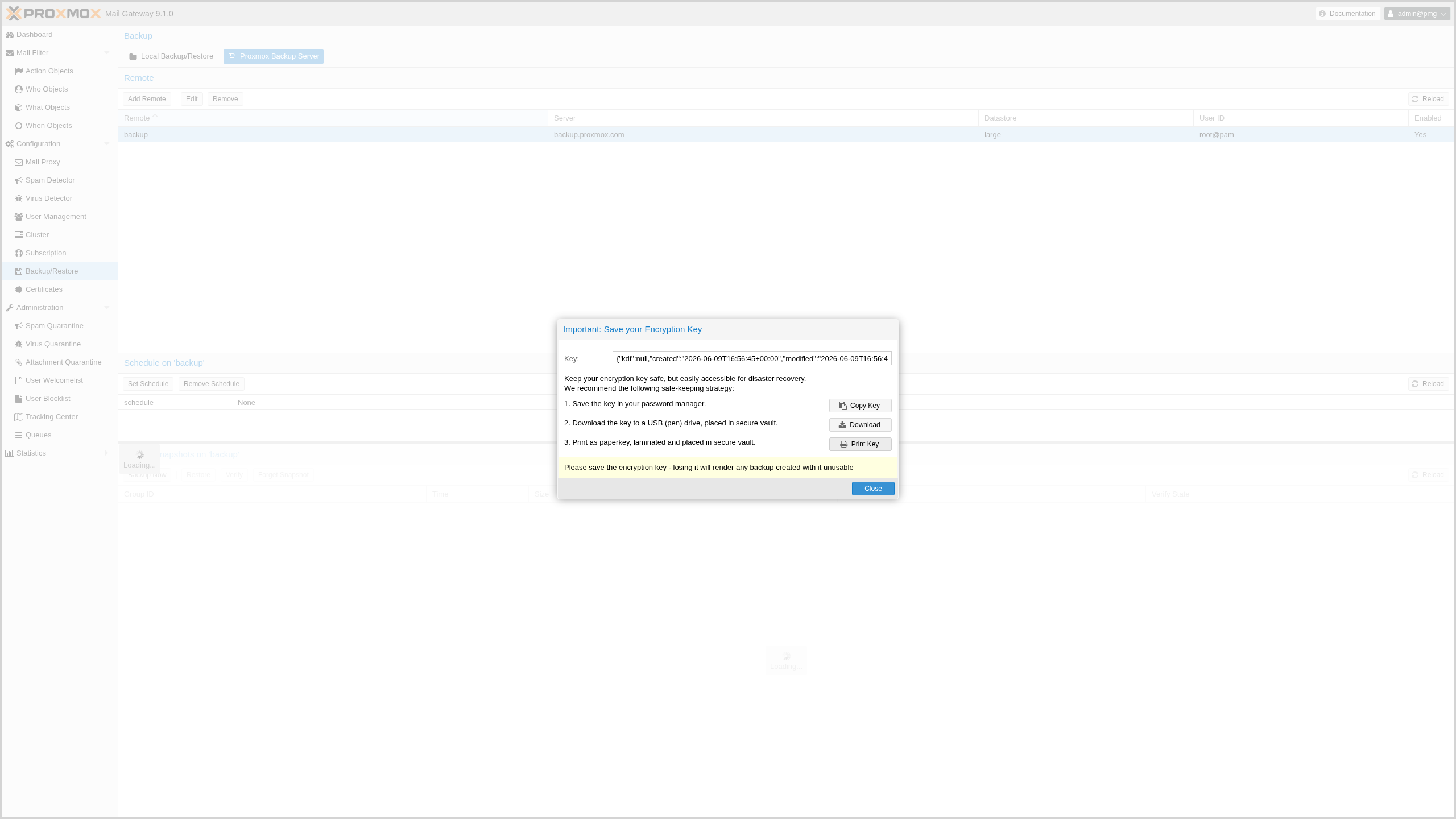 Proxmox Mail Gateway 9.1 — clientseitig verschlüsselte Backups